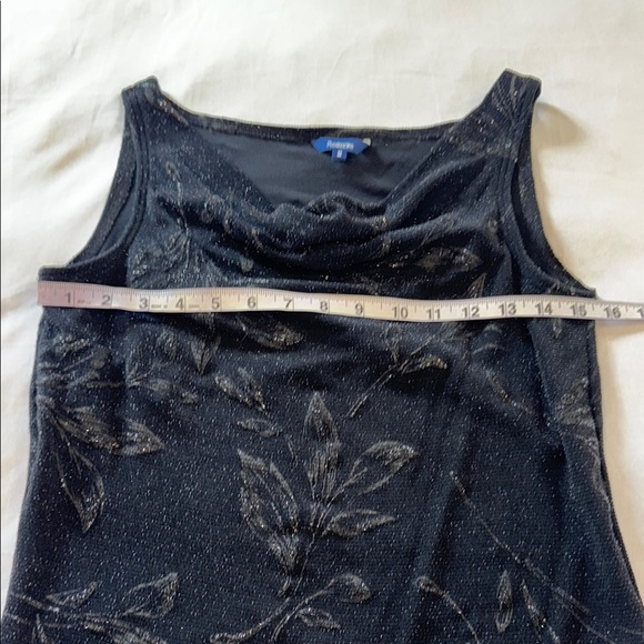 Reitmans Tank Top Black Gold Metallic Sparkle Sleeveless Draped Neckline Women's - Picture 8 of 10